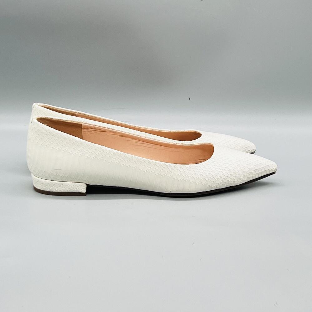 J Crew Shoes Womens 8 White Leather Ballet Flats Pointed Toe Slip On Comfort